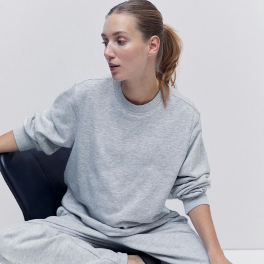 H&M Mama Light Gray Crew Neck Nursing Sweater